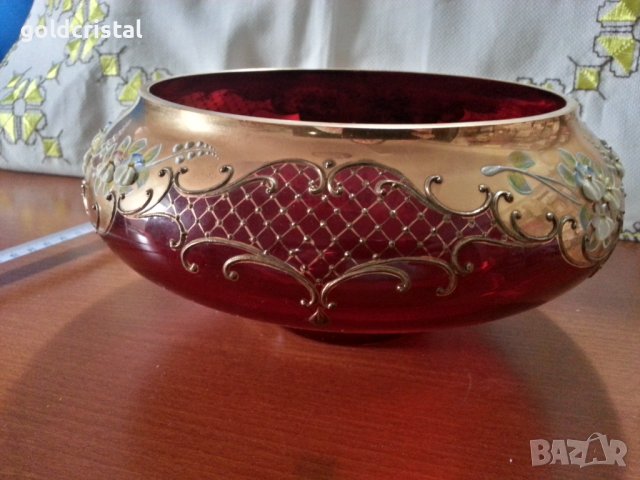 Кристална фруктиера купа ръчно рисувана , снимка 7 - Антикварни и старинни предмети - 40780338