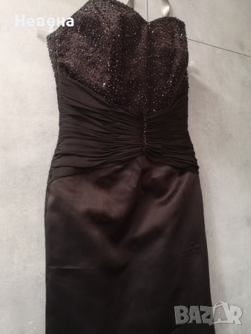 Официална Рокля кафява, дълга тип русалка, размер М, снимка 6 - Рокли - 42471716