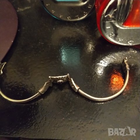 Авторска сребърна гривна с рубин кабошон, снимка 7 - Гривни - 40431424