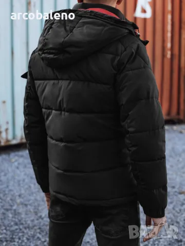 Мъжко зимно ватирано яке с качулка, 4цвята , снимка 5 - Якета - 47434573