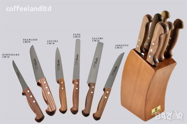 Сет 6 бр. ножове в поставка Bernini - 6454/Дърво 	, снимка 1 - Прибори за хранене, готвене и сервиране - 39916745