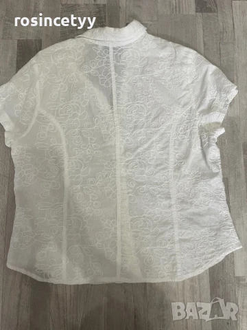 бяла риза с къс ръкав, снимка 3 - Ризи - 51081072
