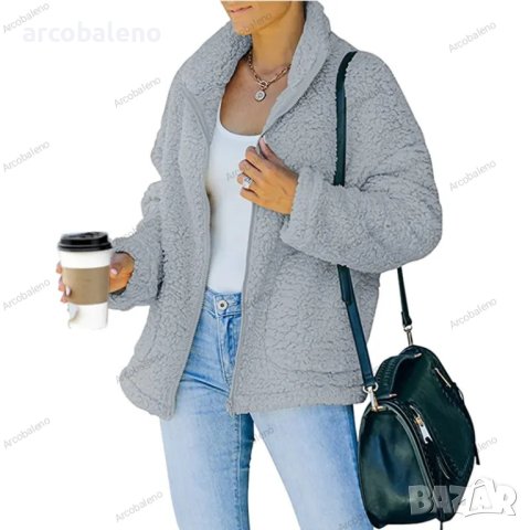 Дамско есенно-зимно топло яке с имитация на агнешки косъм, 6цвята , снимка 18 - Якета - 42090914