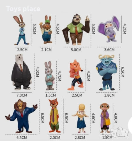 Лот 12 броя фигурки Зоотрополис подходящи за торта Zootropolis, снимка 5 - Фигурки - 52805238