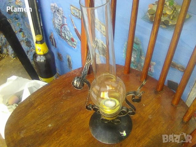 Немска кована лампа - спиртник с шише, снимка 3 - Други ценни предмети - 39577044