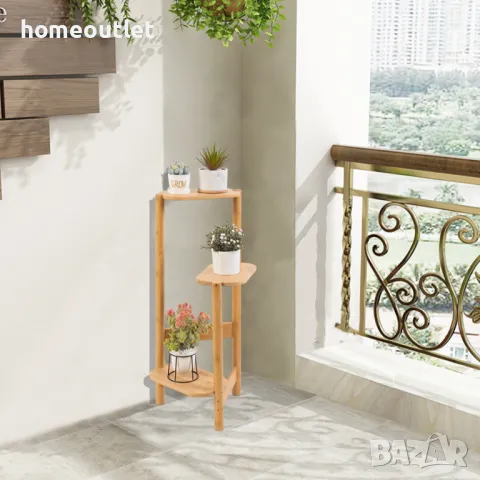 ПРОМОЦИЯ Бамбуков стелаж за цветя на 3 нива ZJJ443-BW-G1, снимка 4 - Други - 48943165