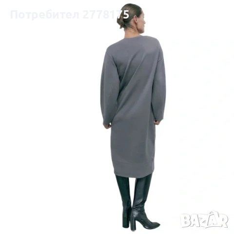 Zara памучна сива рокля, снимка 4 - Рокли - 53277002