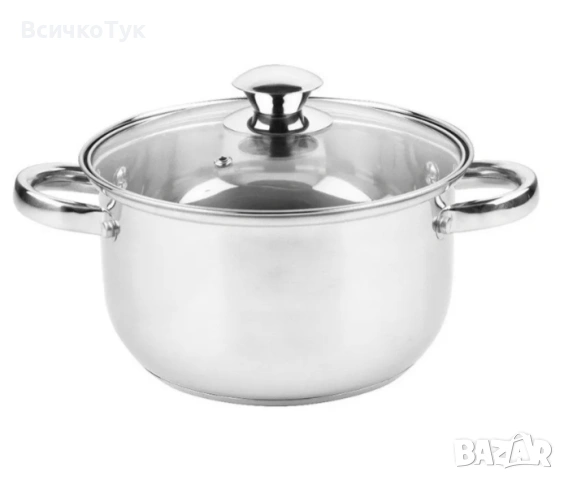 ✨Тенджера Rosberg R51210O24, 24x13.5см./5л., Неръждаема стомана, Сив 