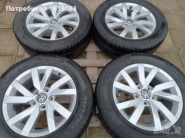 Лети джанти 16ки 5х112 VW + зимни гуми 215/60/16 Pirelli, снимка 2 - Гуми и джанти - 52816609