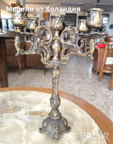 Бронзови свещници за 5 свещи, снимка 8 - Антикварни и старинни предмети - 52390028