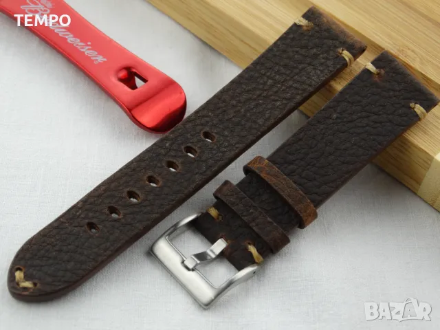 КОЖЕНА КАИШКА КАФЯВА- 18мм + ПОДАРЪК