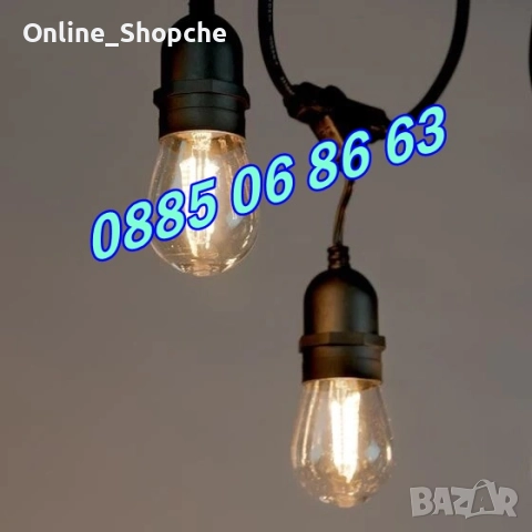Градински гирлянд 20 бр. LED крушки, топла светлина 10 метра, снимка 5 - Декорация за дома - 52423831