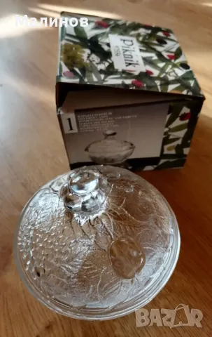 Стъклена фруктиера с капаче, снимка 2 - Аксесоари за кухня - 49315171