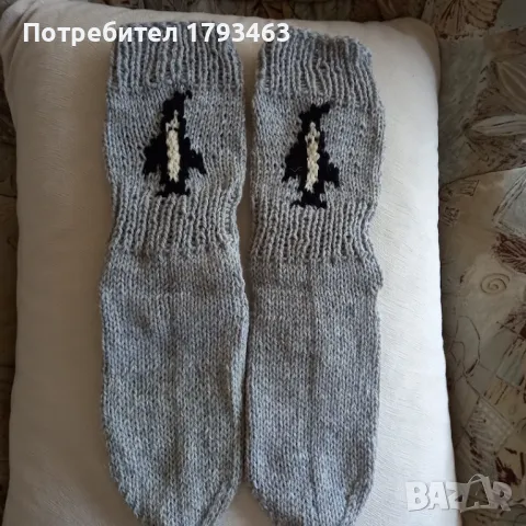 Ръчно плетени мъжки чорапи от вълна, размер 44, снимка 1