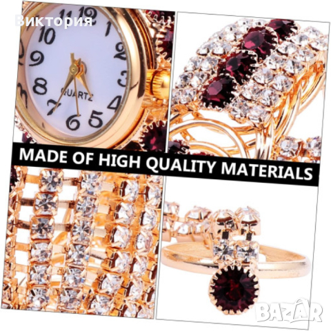 fashion 3v1 дамски часовник гривна и пръстен HOT SALE, снимка 7 - Дамски - 44760745
