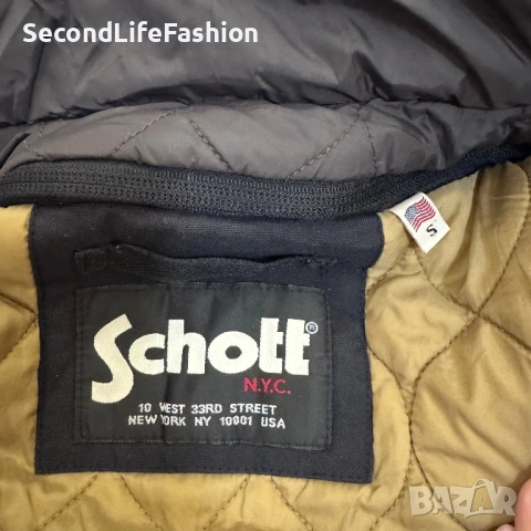 Мъжко подплатено яке Schott NYC, черно, размер S, снимка 4 - Якета - 52571721