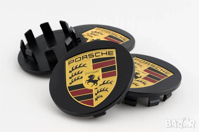 капачки за джанти Порше Porsche черни 65мм комплект от 4 броя 