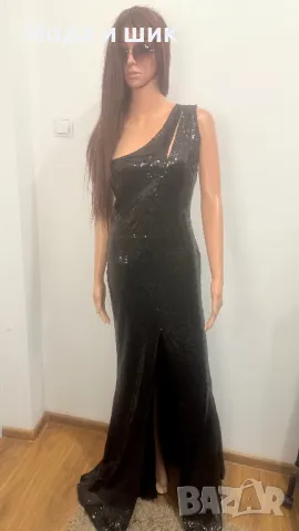 Дълга черна рокля с едно рамо, снимка 7 - Рокли - 49329031