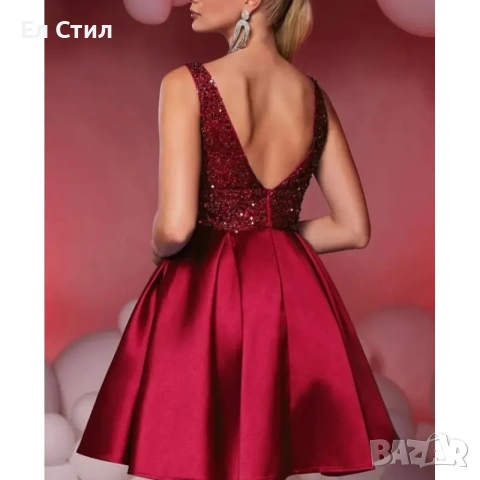 💕Дамска официална рокля. Бордо и синя., снимка 4 - Рокли - 53562289