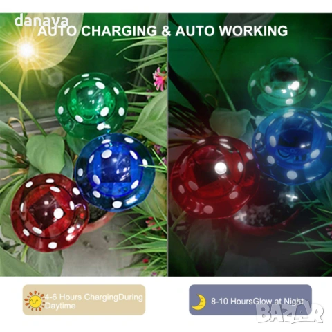 6428 Градинска соларна лампа гъбка, 33 см, снимка 12 - Градински мебели, декорация  - 53533042