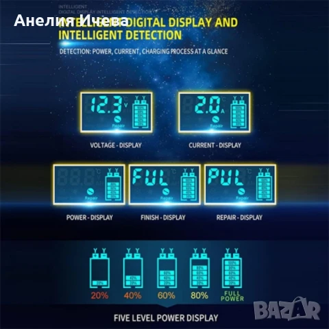 Умно зарядно устройство за акумулатор 6V/12V, снимка 4 - Аксесоари и консумативи - 50621215