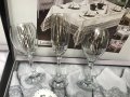 Комплект от 6 стъклени чаши със сребърен декор, снимка 1 - Чаши - 41903433
