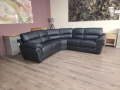 Черен кожен ъглов диван, снимка 4