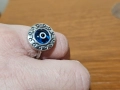 Стар сребърен пръстен с окото на Назар пази от уроки и лоши очи, снимка 4