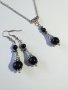 Красив комплект бижута с черен порцелан и прекрасни орнаменти в цвят Сребро , снимка 6
