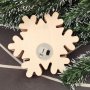 4136 Дървена светеща коледна играчка за окачване Снежинка, снимка 4
