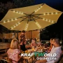 Висящ градински чадър Monaco 3м KraftWorld | Соларено LED осветление | Бежов Лукс | 220g/m², снимка 12