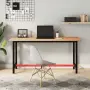 vidaXL Работна маса 150x55x81,5 см масивно дърво бук и метал（SKU: 3188905）, снимка 2