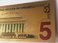 Позлатена с 24 карата злато релефна банкнота 5 долара със сертификат, снимка 10