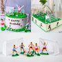 6 футболисти Сокър и врата футболно игрище фигурки PVC пластмасови игра и украса торта топер футбол