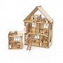 Дървен сглобяем комплект, Къща за кукли с пристройка, С мебели, 296 части (270148) 