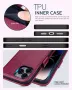 OCASE Кожен калъф за iPhone 16 Pro Max с каишка, стойка, портфейл с RFID блокиране, бордо, снимка 5