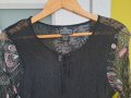 Блуза дълъг ръкав черна полупрозрачна с цветни ръкави S-М, снимка 1