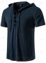 Мъжка модна едноцветна тениска с  качулка и къс ръкав, 2цвята, снимка 9