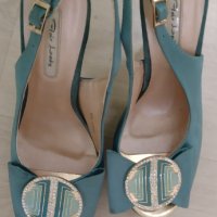 Дамски официални обувки в тюркоазен цвят , снимка 1 - Дамски обувки на ток - 44358093