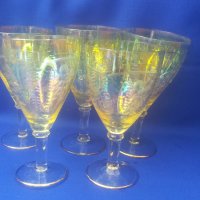 Стъклени чаши за концентрат или вино, богата ръчна инкрустация, столче, седефен ефект, снимка 9 - Чаши - 40783411