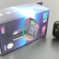 M9 CAR Bluetooth FM трансмитер - 3.1 А,волтметър, 7 LED светлини, 2xUSB + TYPE C , снимка 2 - Аксесоари и консумативи - 42606573