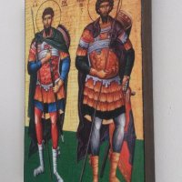 Икона на Св. Св. Теодор Тирон и Теодор Стратилат icona Sveti Teodor, снимка 3 - Картини - 13262388