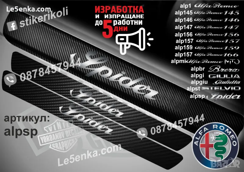 ПРАГОВЕ карбон Alfa Romeo SPIDER фолио стикери alpsp, снимка 1