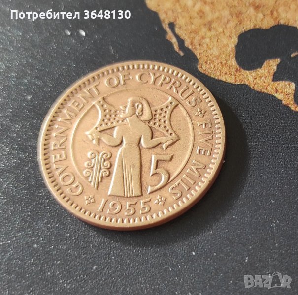 Монети Кипър 5 мила, 1955-1963, снимка 1