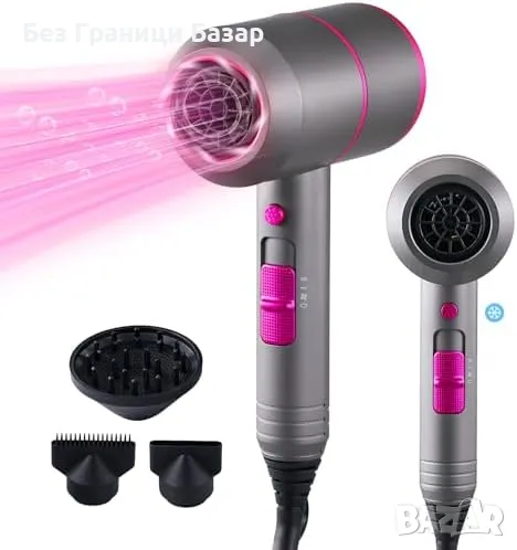 Нов 1800W Йонен сешоар с дифузер и 3 режима + студен въздух коса жени, снимка 1