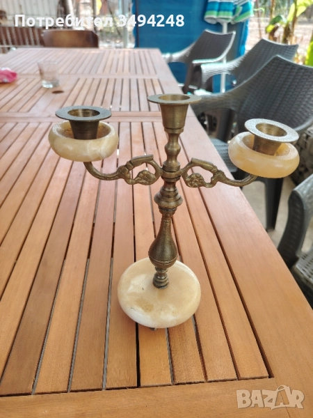 Стар бронзов свещник , снимка 1