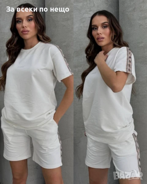 Guess Дамски Бял Летен Комплект Тениска И Къси Панталонки👚🩳Дамски Къс Екип Гес Код BS-47, снимка 1