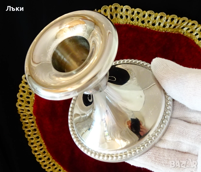 Английски посребрен свещник Brama,печат. , снимка 1
