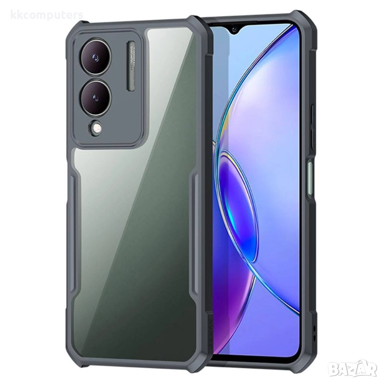 XUNDD Калъф за vivo Y17s 4G / Y28 5G / Y33t с Прозрачен акрилен гръб- TPU рамка, Airbag технология, , снимка 1