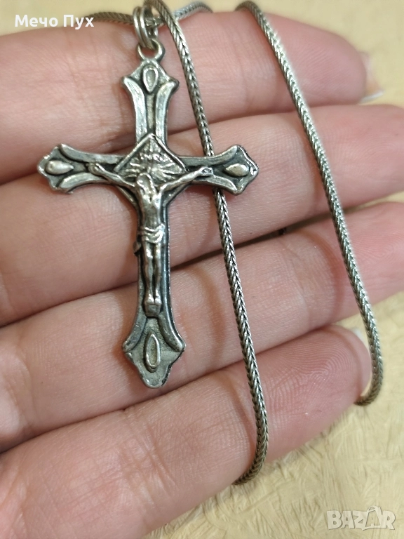 Сребърен синджир с Кръст(383), снимка 1